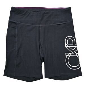 1X Bike Shorts Calvin Klein Performance Plus Size 1X Black Stretch Silver Logo